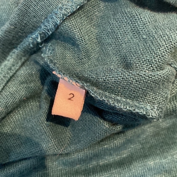 Sandro teal linen black lace inset long sleeve tee - Picture 8 of 8